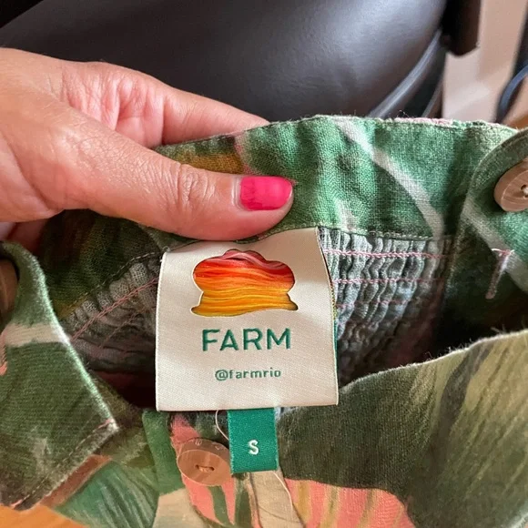 Farm Rio Amazonia palm pink green dress S 2 4 - Picture 8 of 9